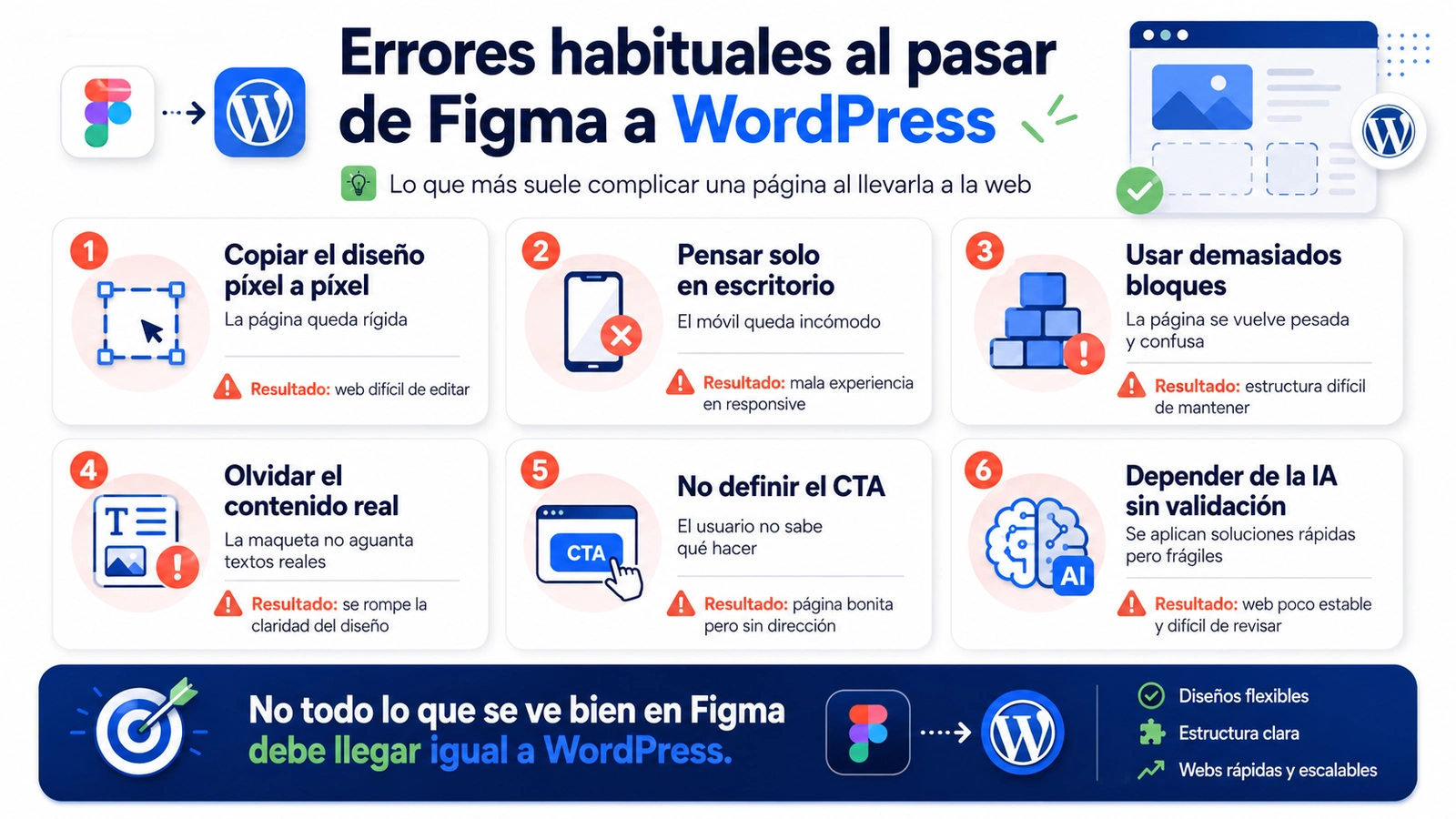 Errores habituales al pasar de Figma a WordPress con GeneratePress