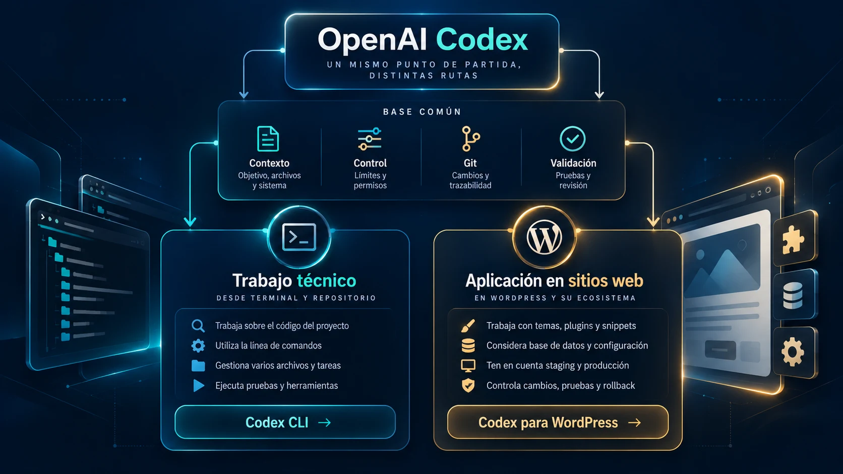 Elegir entre Codex CLI y Codex para WordPress según el proyecto